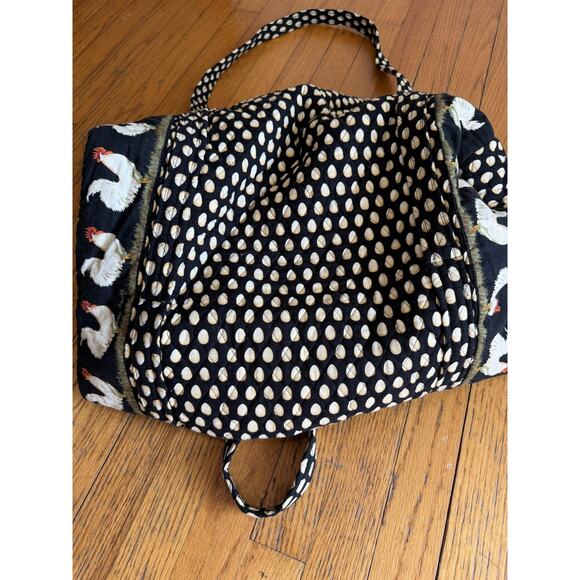 Vera Bradley Black Chicken Print Cotton Duffel Bag Washable Travel Chanticleer - Picture 9 of 9